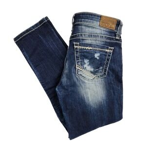 BKE Stella Dark Wash Blue Denim Jeans Womens Size 26 Skinny Distressed‎ Stretch